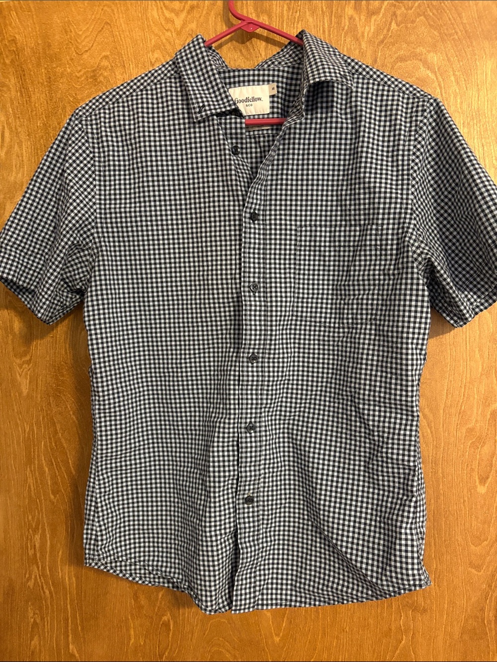 Goodfellow & Co Black and light blue Gingham Short-Sleeve Button-Up Shirt